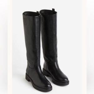 H&M leather slip on combat black boots EU 40